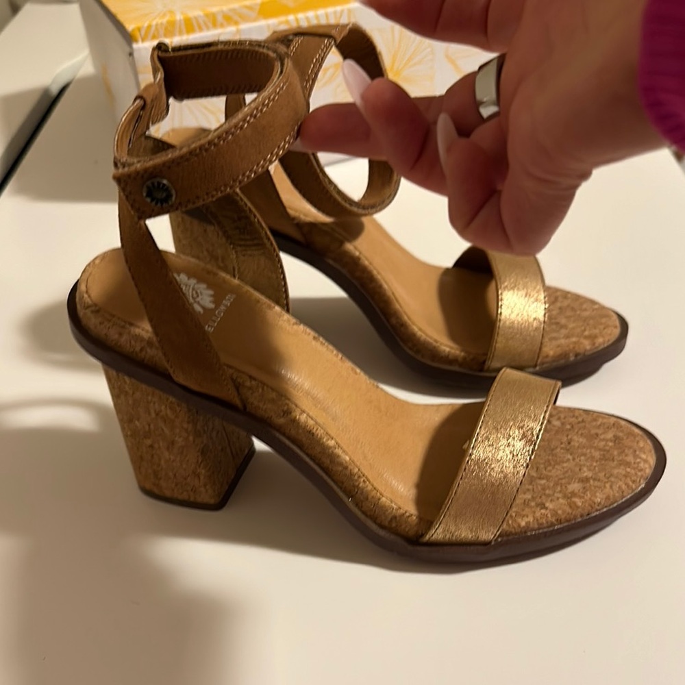 Yellowbox: Gold Block Heel Sandals size 7.5